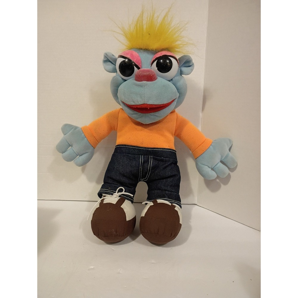 Rigby Education Blue Monster Hand Puppet Plush Yellow Hair Orange Shirt 90672